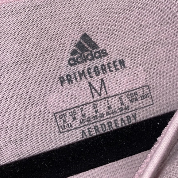 Adidas pink crop‎ top logo poly cotton blend medium NEW - Picture 2 of 4